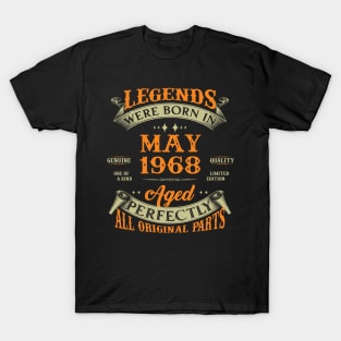 55th Birthday Gift Legends Born In May 1968 55 Years Old T-Shirt